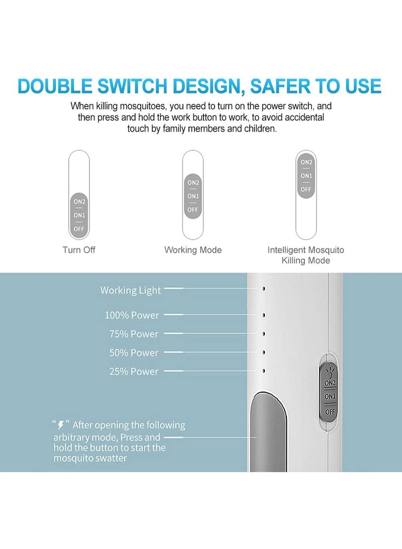 إي وورلد مضرب كهربائي لقتل الحشرات 3500 فولت قابل لإعادة الشحن عبر USB مع قاعدة شحن وضوء LED | مضرب ناموس ومبيد حشرات للمنزل والخارج (أبيض) - Image 3
